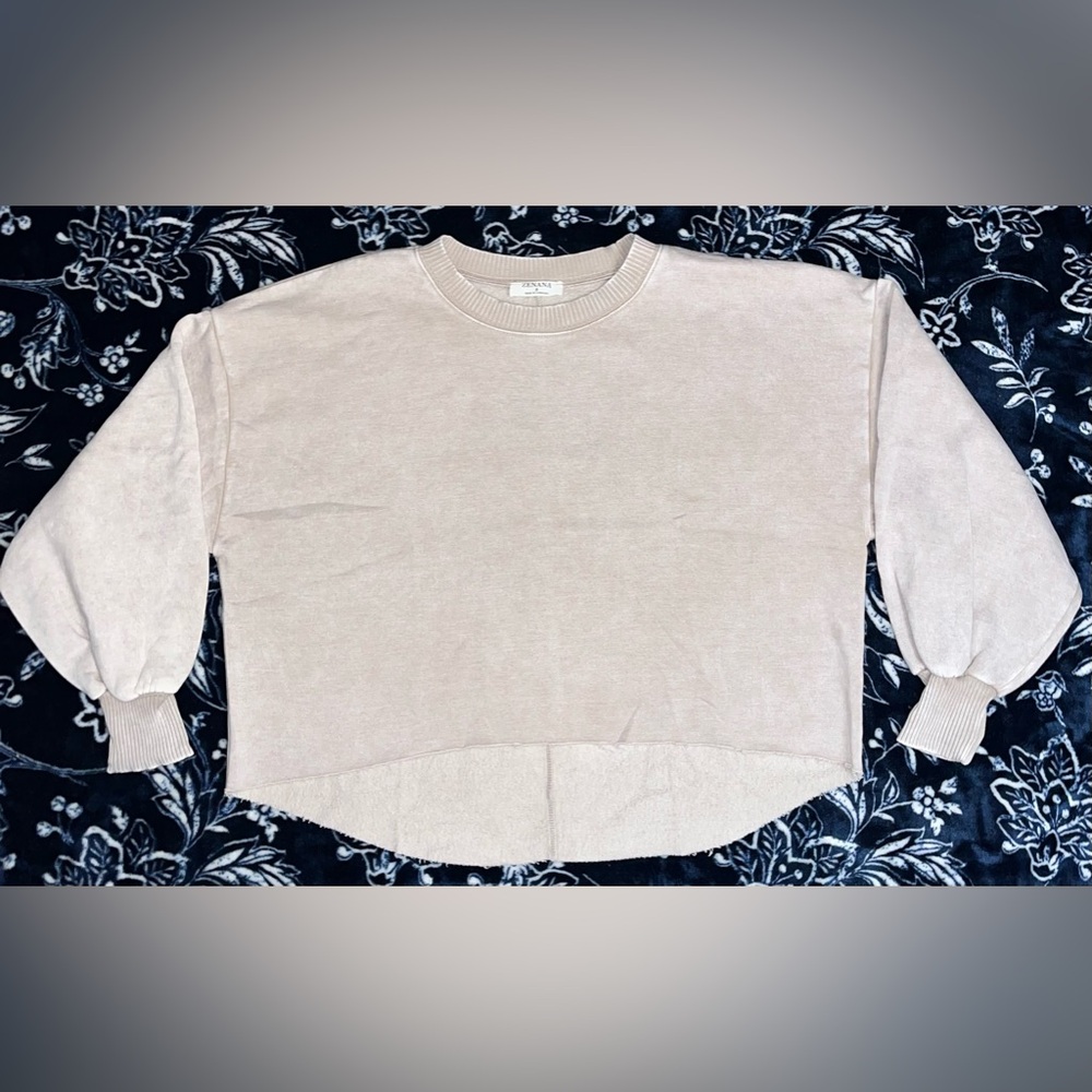 NEW! Zenana Acid Wash Fleece Cropped Pullover - Picture 2 of 3